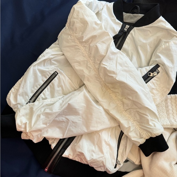 ARITZIA Mackage Cara Bomber Jacket small white black - Picture 7 of 10